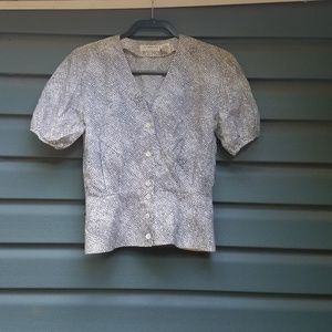 Liz Claiborne  white and black peplum blouse